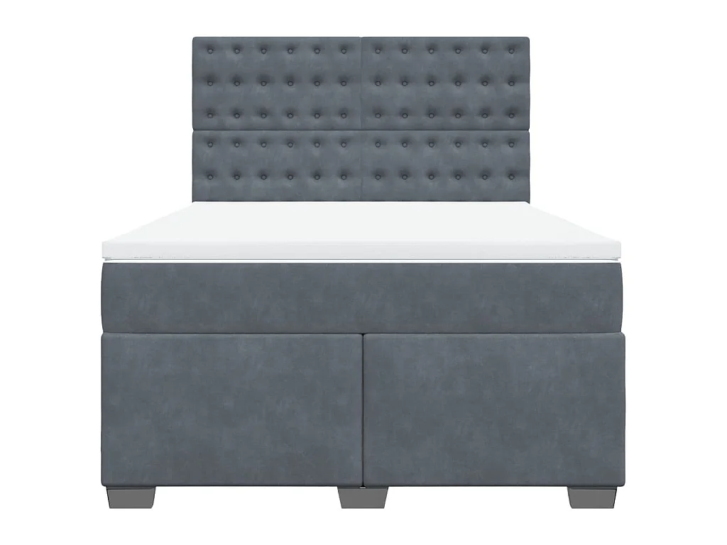 Boxspring met matras fluweel donkergrijs 140x190 cm