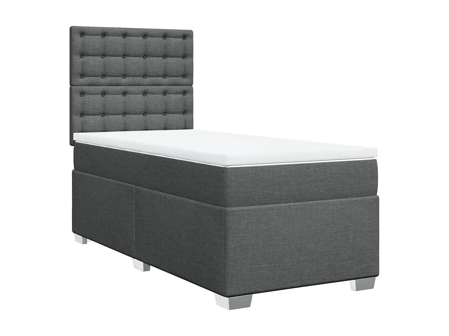 Cama box spring con colchón tela gris oscuro 90x190 cm