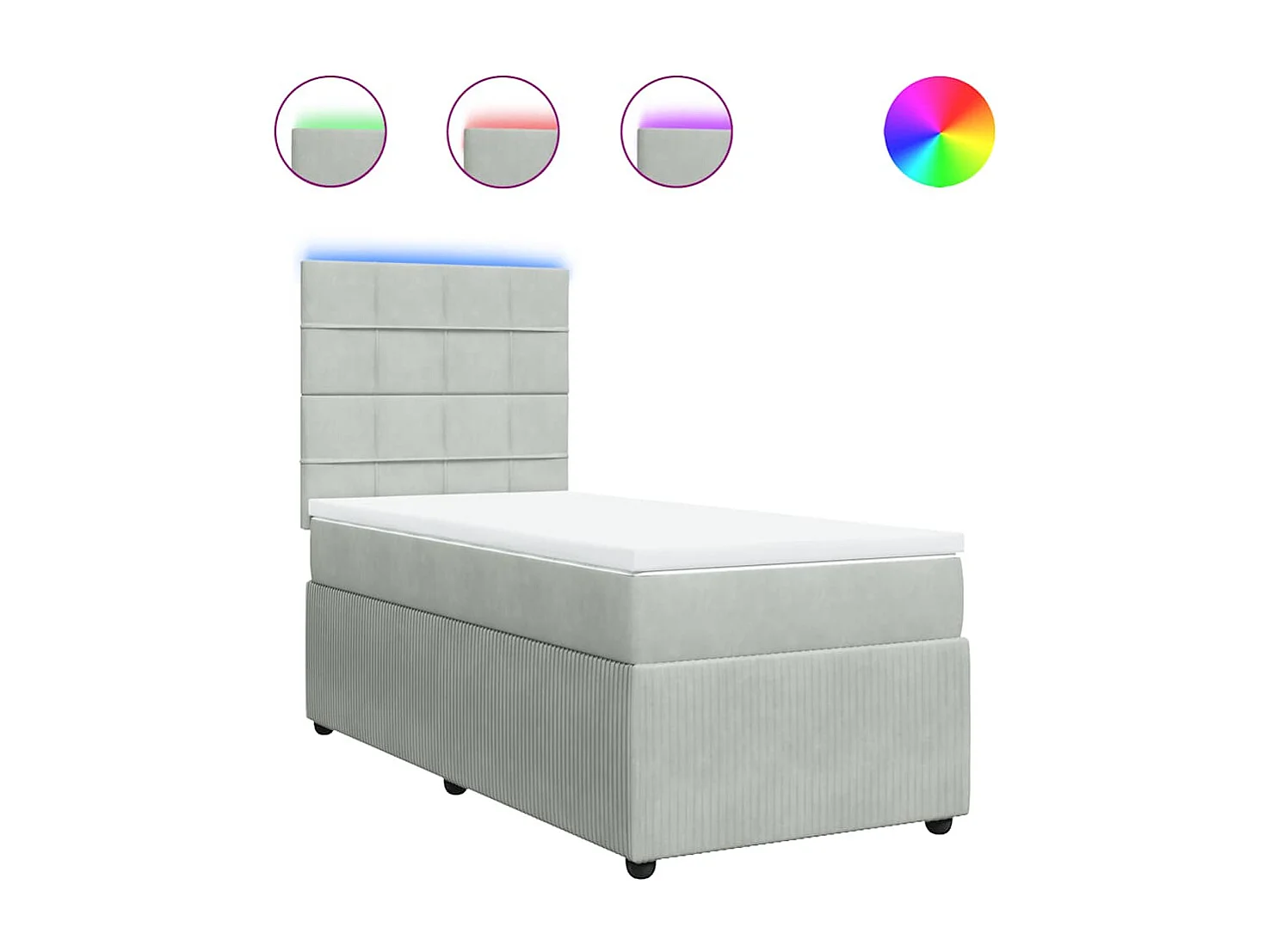 Giroletto a Molle con Materasso Grigio Chiaro 100x200cm Velluto