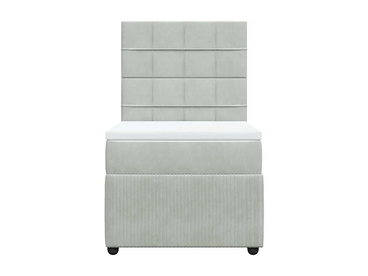 Giroletto a Molle con Materasso Grigio Chiaro 100x200cm Velluto
