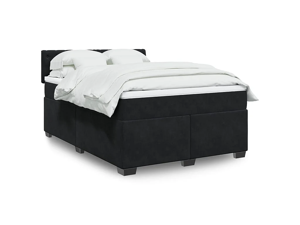 Boxspringbett mit Matratze Schwarz 140x190 cm Samt
