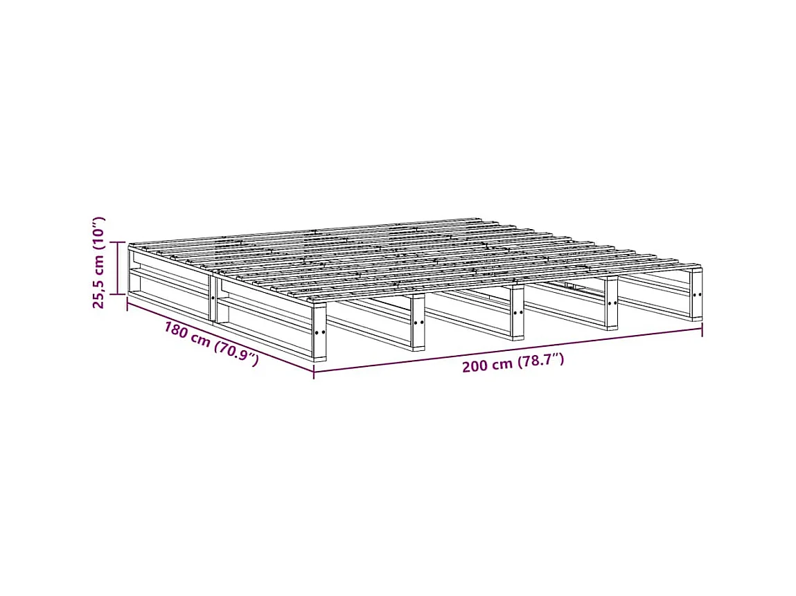 Bedframe zonder matras massief grenenhout 180x200 cm