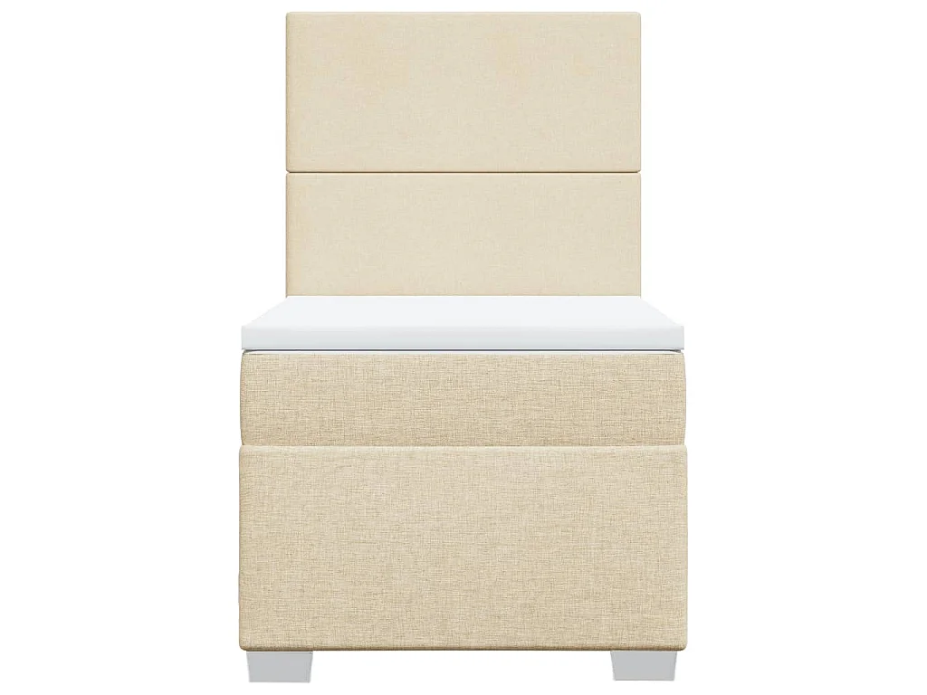 Cama box spring con colchón tela color crema 100x200 cm