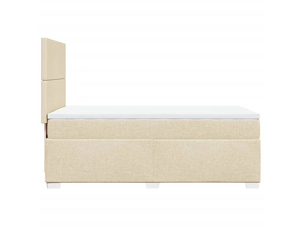 Cama box spring con colchón tela color crema 100x200 cm