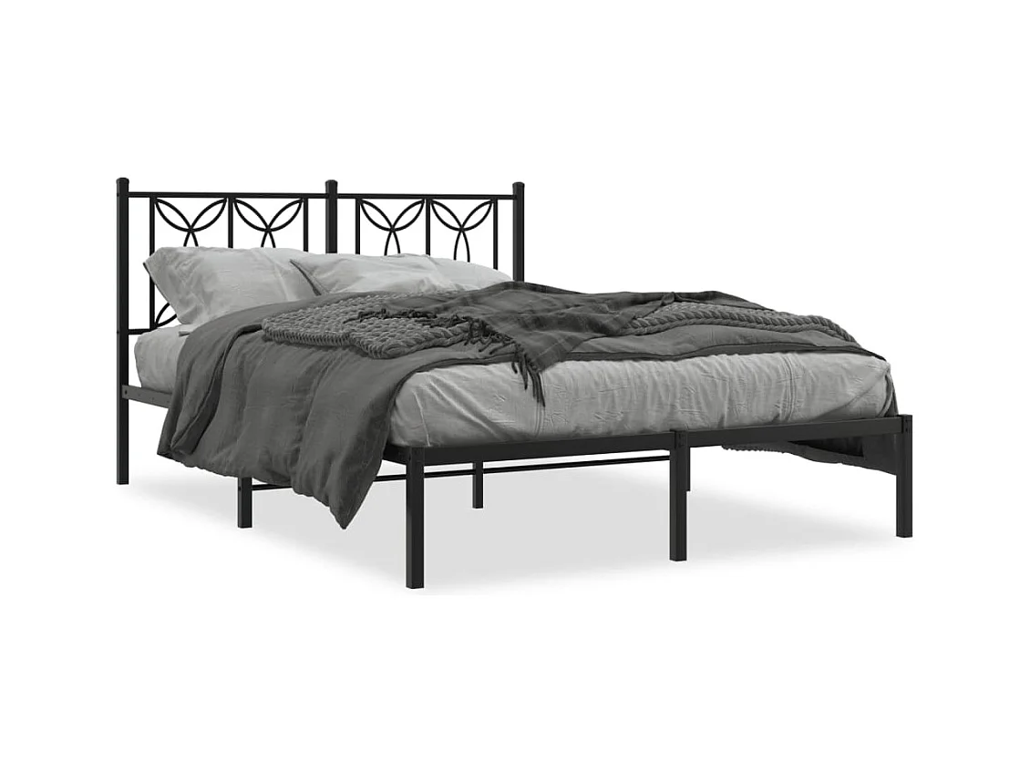 Giroletto con Testiera in Metallo Nero 140x190 cm