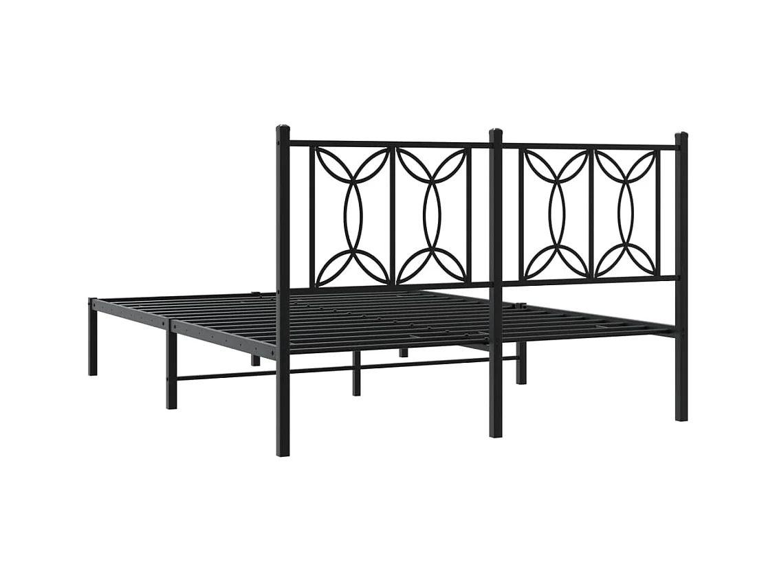 Giroletto con Testiera in Metallo Nero 140x190 cm