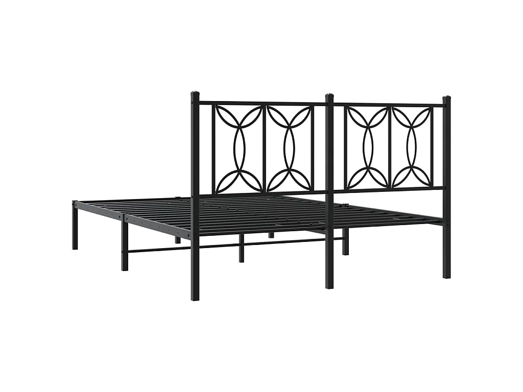 Cadre de lit métal sans matelas avec tête de lit noir 140x190cm