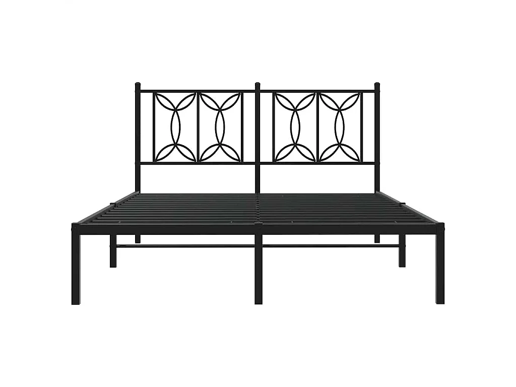 Bettgestell mit Kopfteil Metall Schwarz 140x190 cm