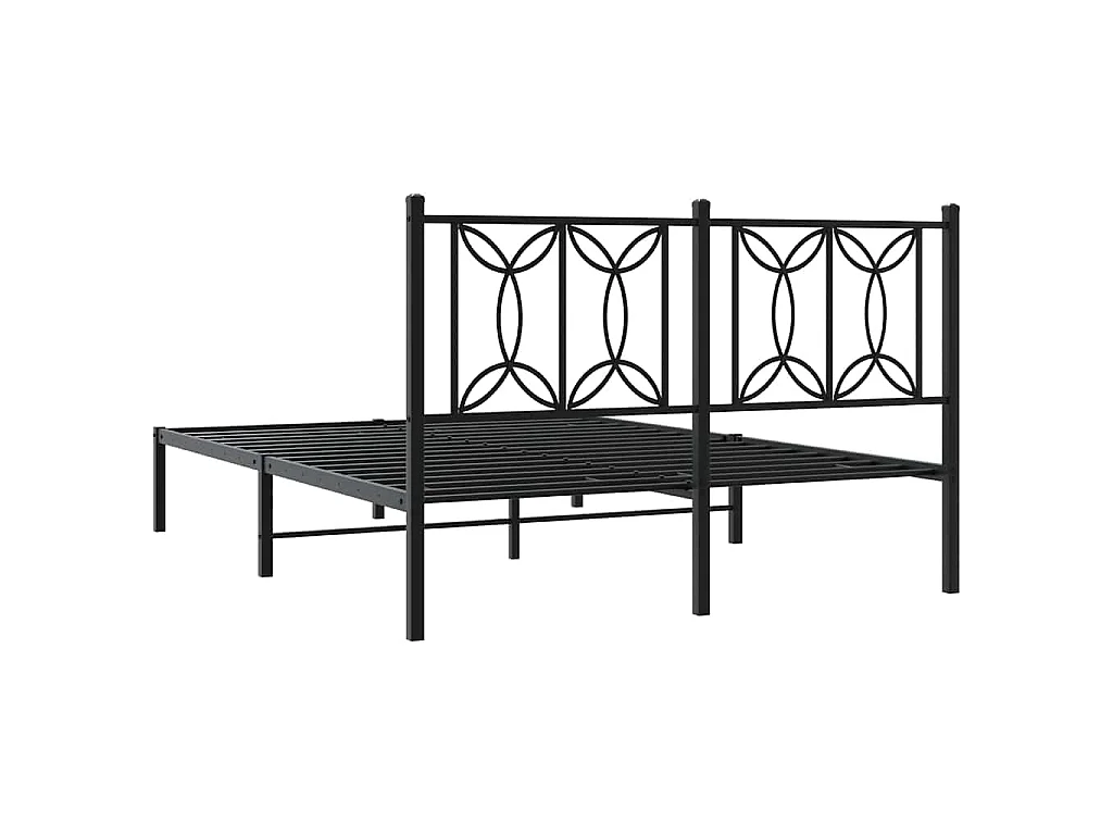 Bettgestell mit Kopfteil Metall Schwarz 140x190 cm
