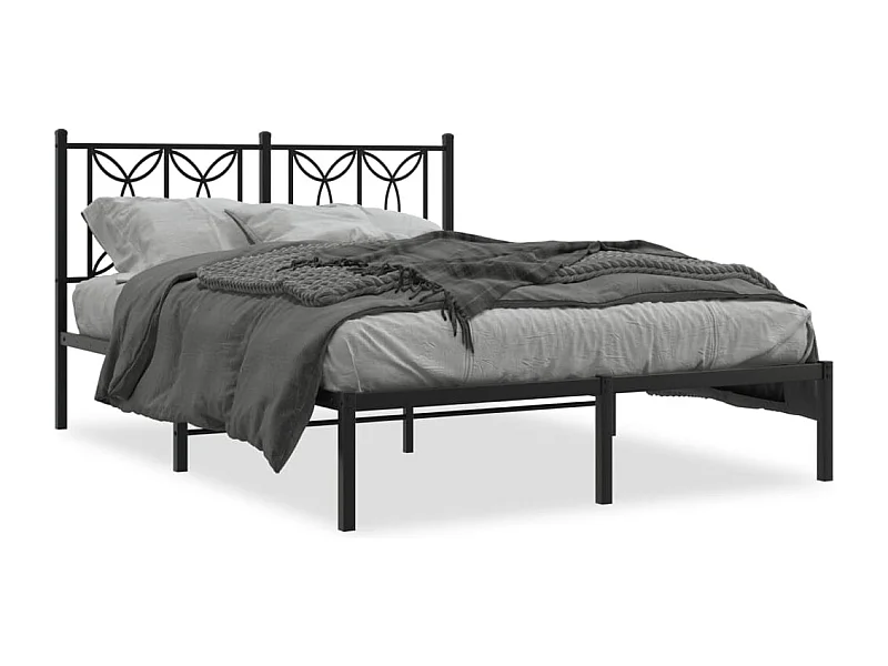 Bedframe met hoofdbord metaal zwart 140x190 cm