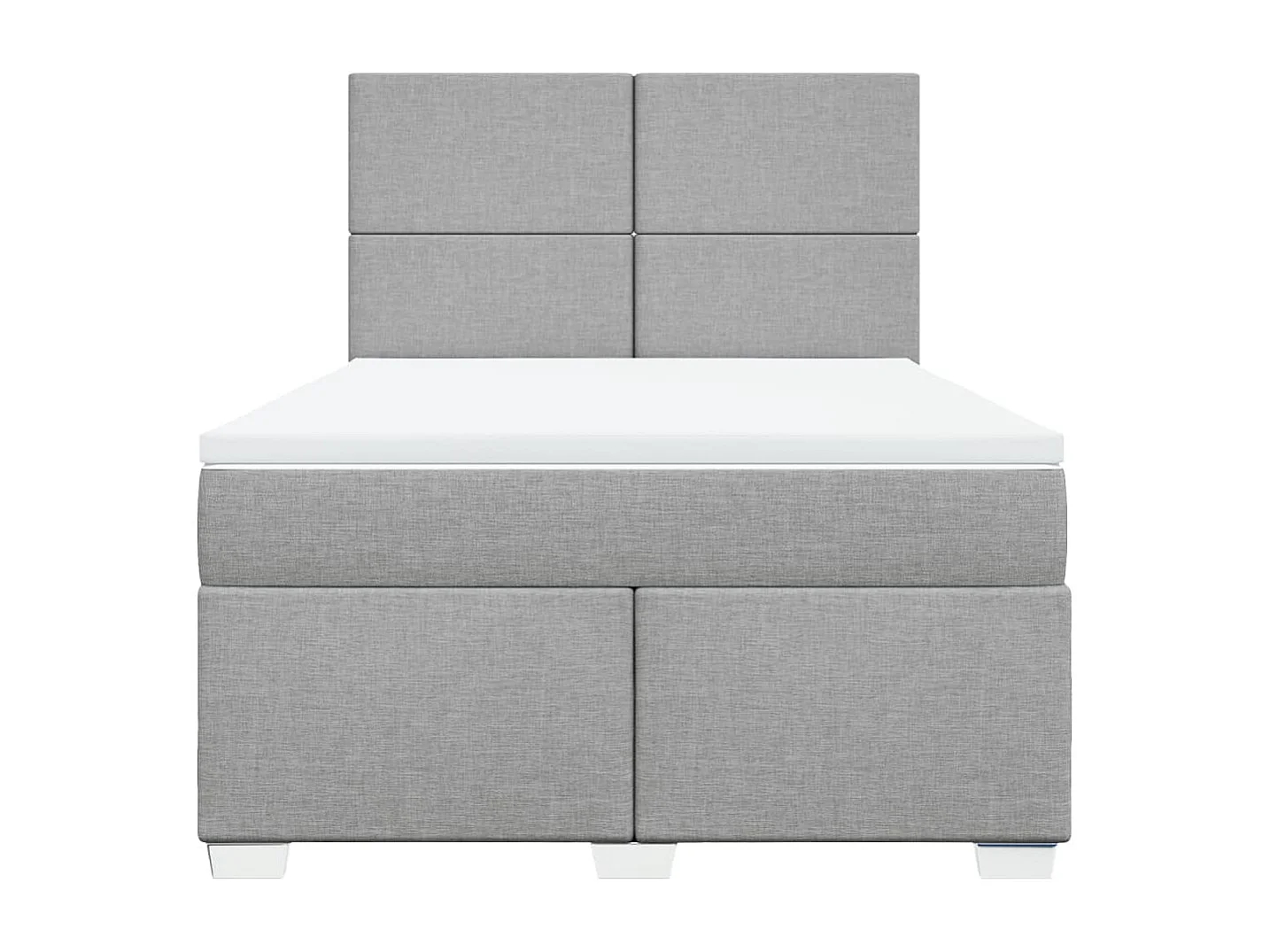 Cama box spring con colchón tela gris claro 140x190 cm