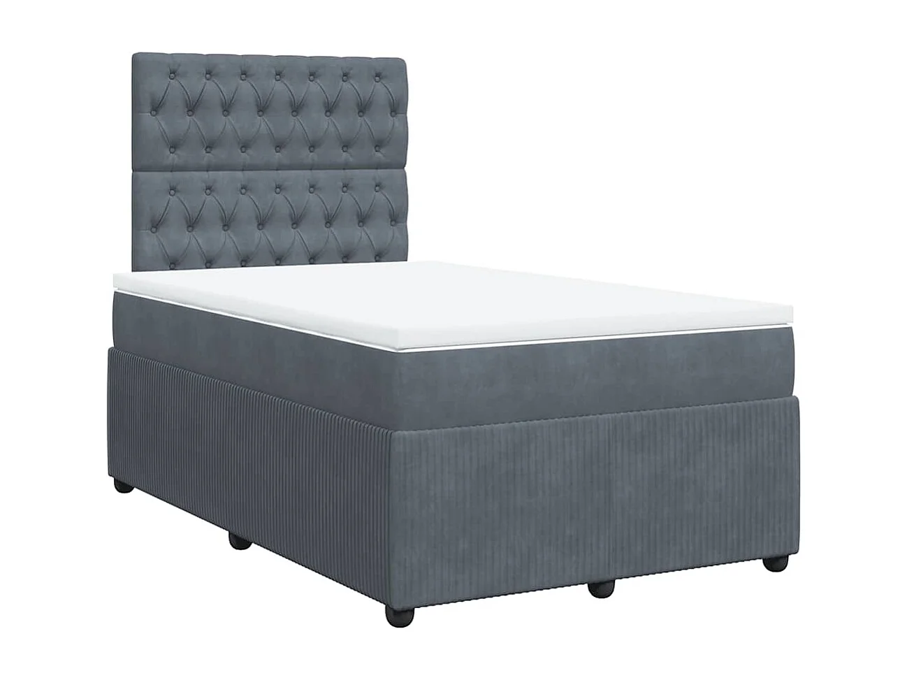 Cama box spring con colchón terciopelo gris oscuro 120x190 cm