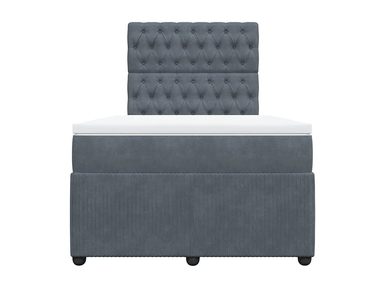 Cama box spring con colchón terciopelo gris oscuro 120x190 cm
