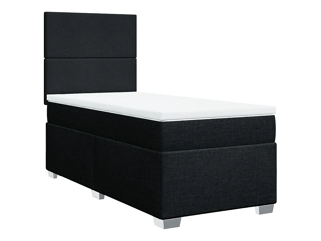 Cama box spring con colchón tela negro 80x200 cm
