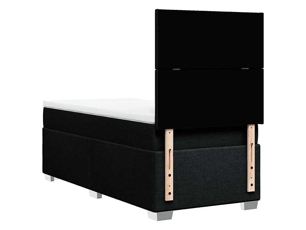 Cama box spring con colchón tela negro 80x200 cm