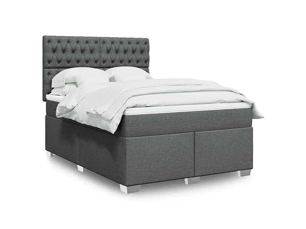 Boxspring met matras stof donkergrijs 140x190 cm