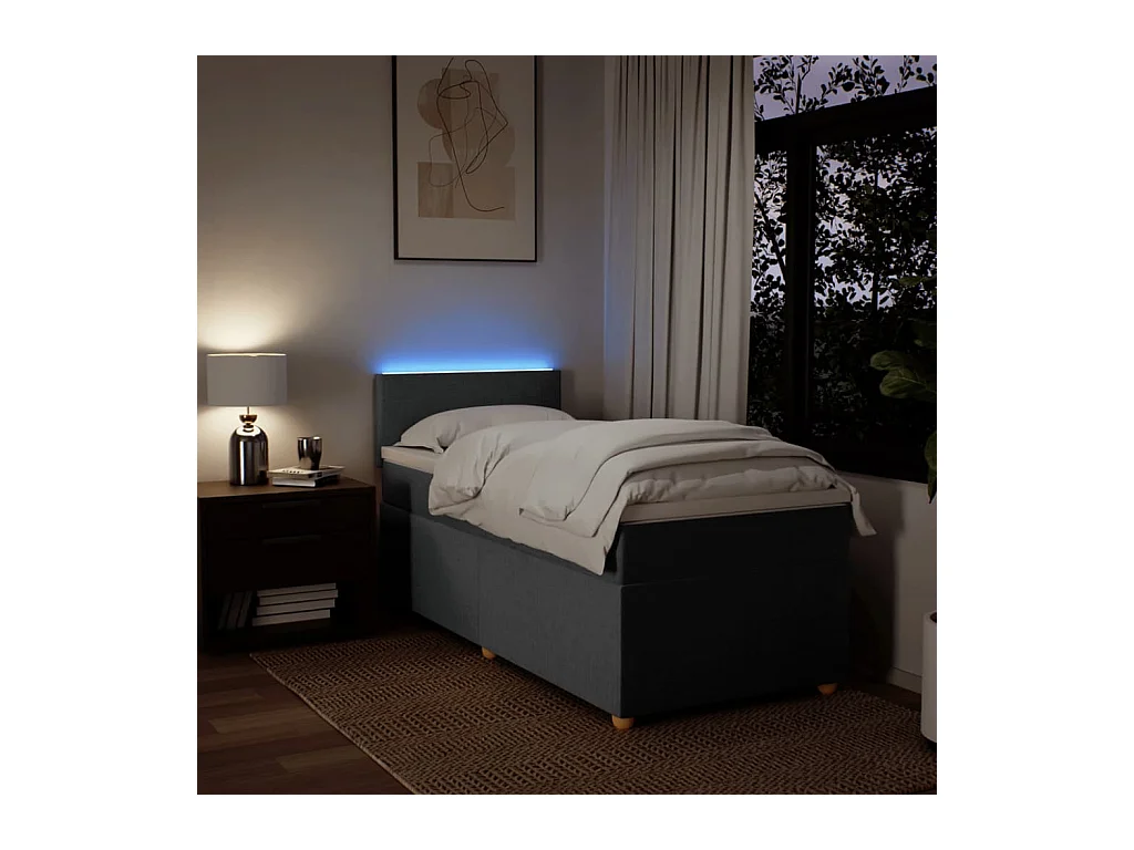Sommier à lattes de lit avec matelas Gris foncé 80x200 cm Tissu