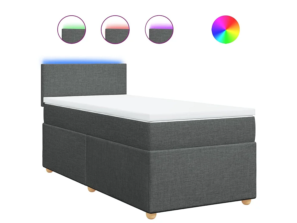 Boxspringbett mit Matratze Dunkelgrau 80x200 cm Stoff