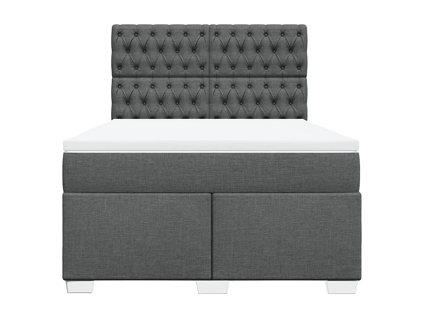 Cama box spring con colchón tela gris oscuro 140x200 cm