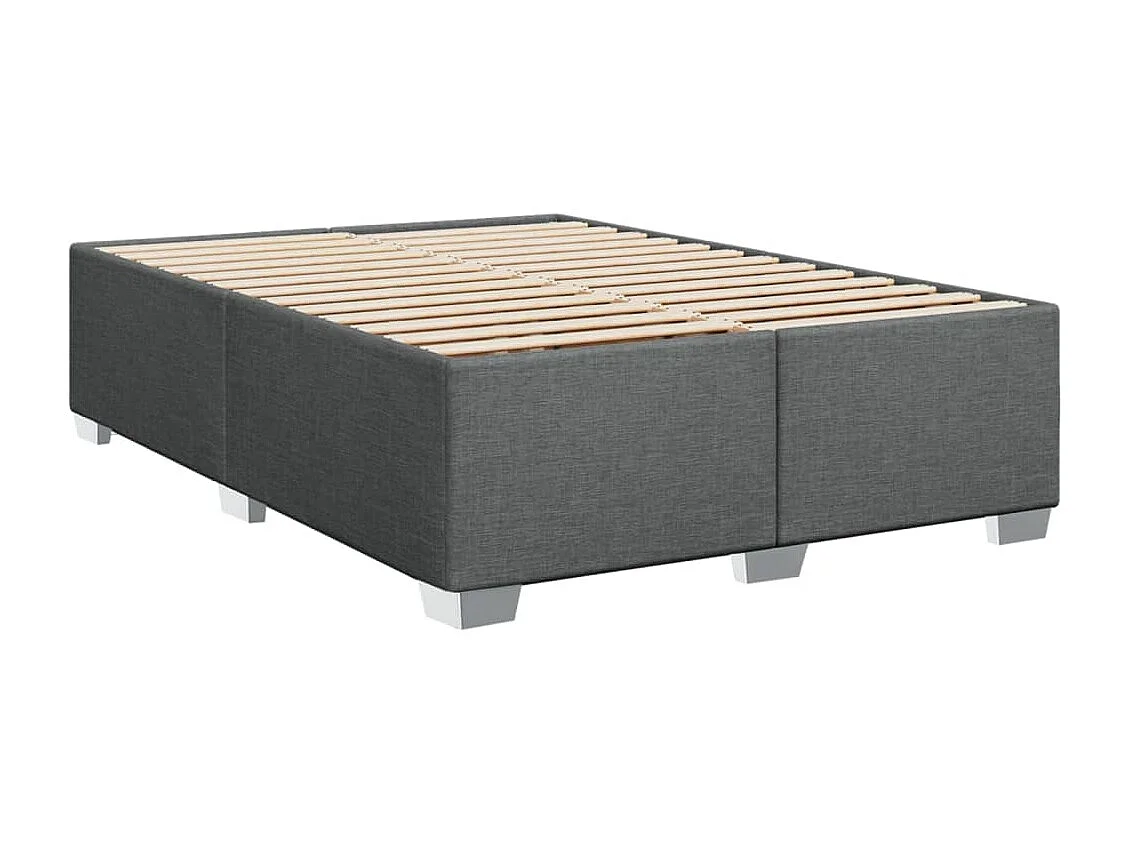 Cama box spring con colchón tela gris oscuro 140x200 cm