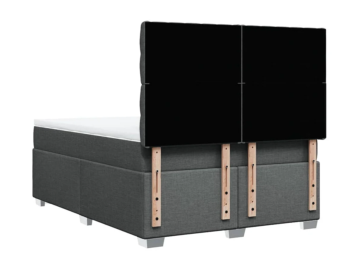 Cama box spring con colchón tela gris oscuro 140x200 cm