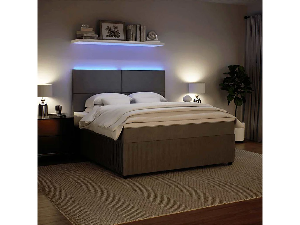 Cama box spring con colchón terciopelo gris claro 180x200 cm