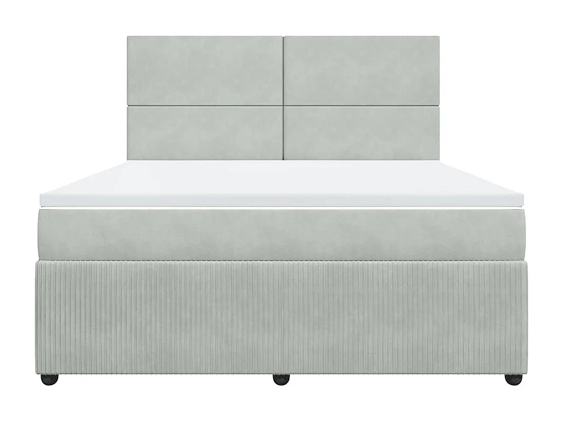 Cama box spring con colchón terciopelo gris claro 180x200 cm