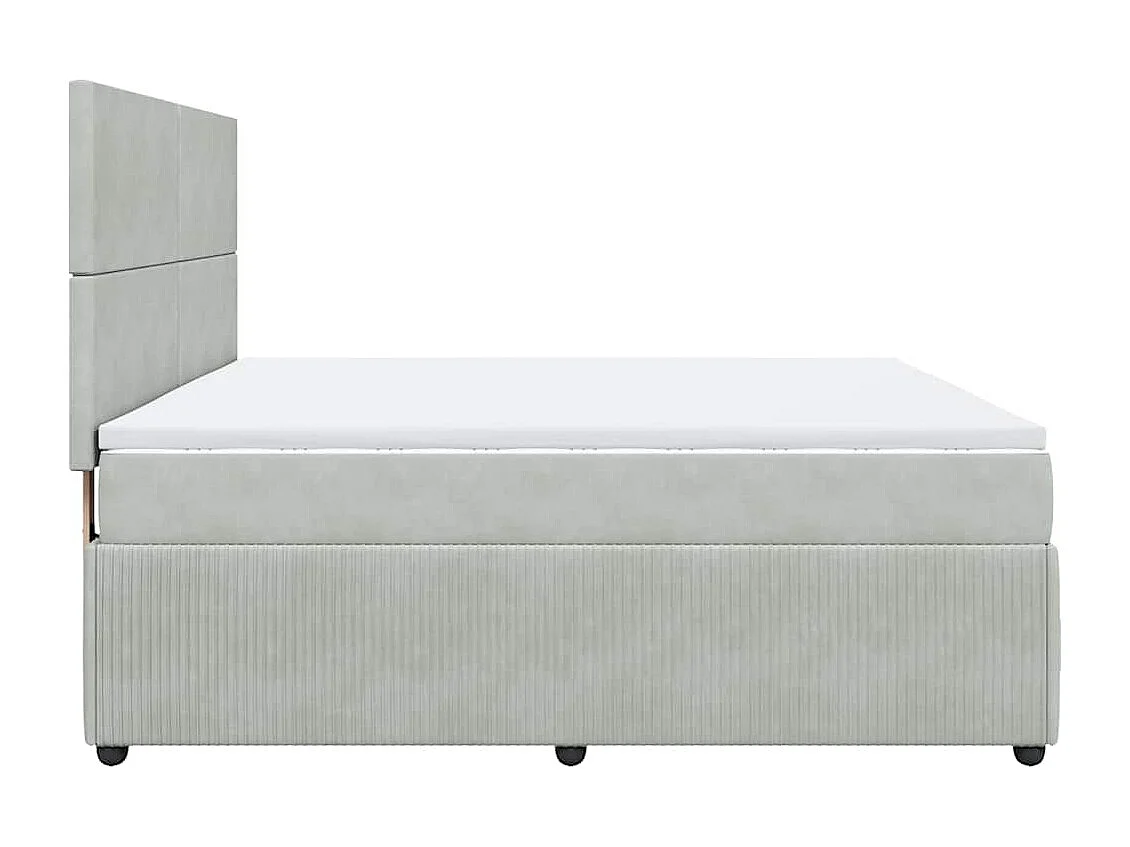 Cama box spring con colchón terciopelo gris claro 180x200 cm