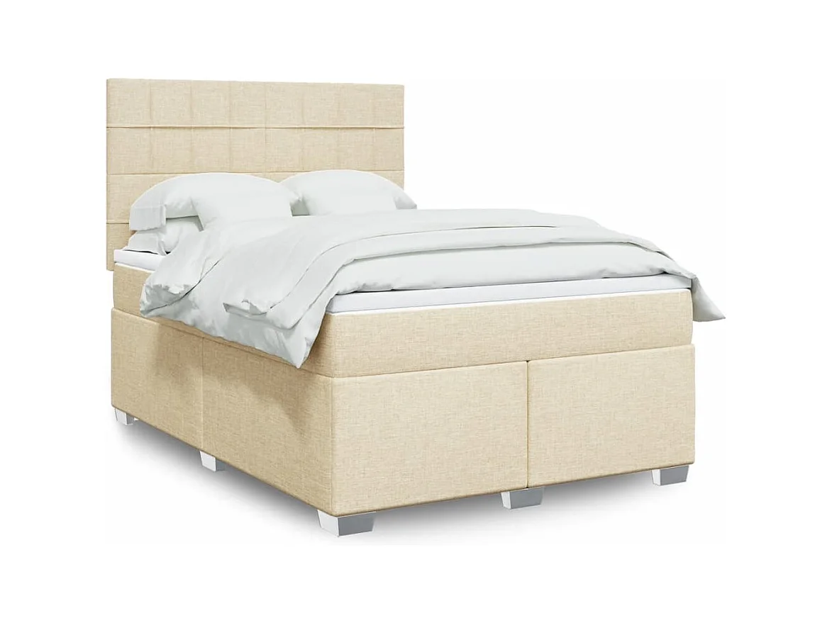 Sommier à lattes de lit avec matelas Crème 140x190 cm Tissu