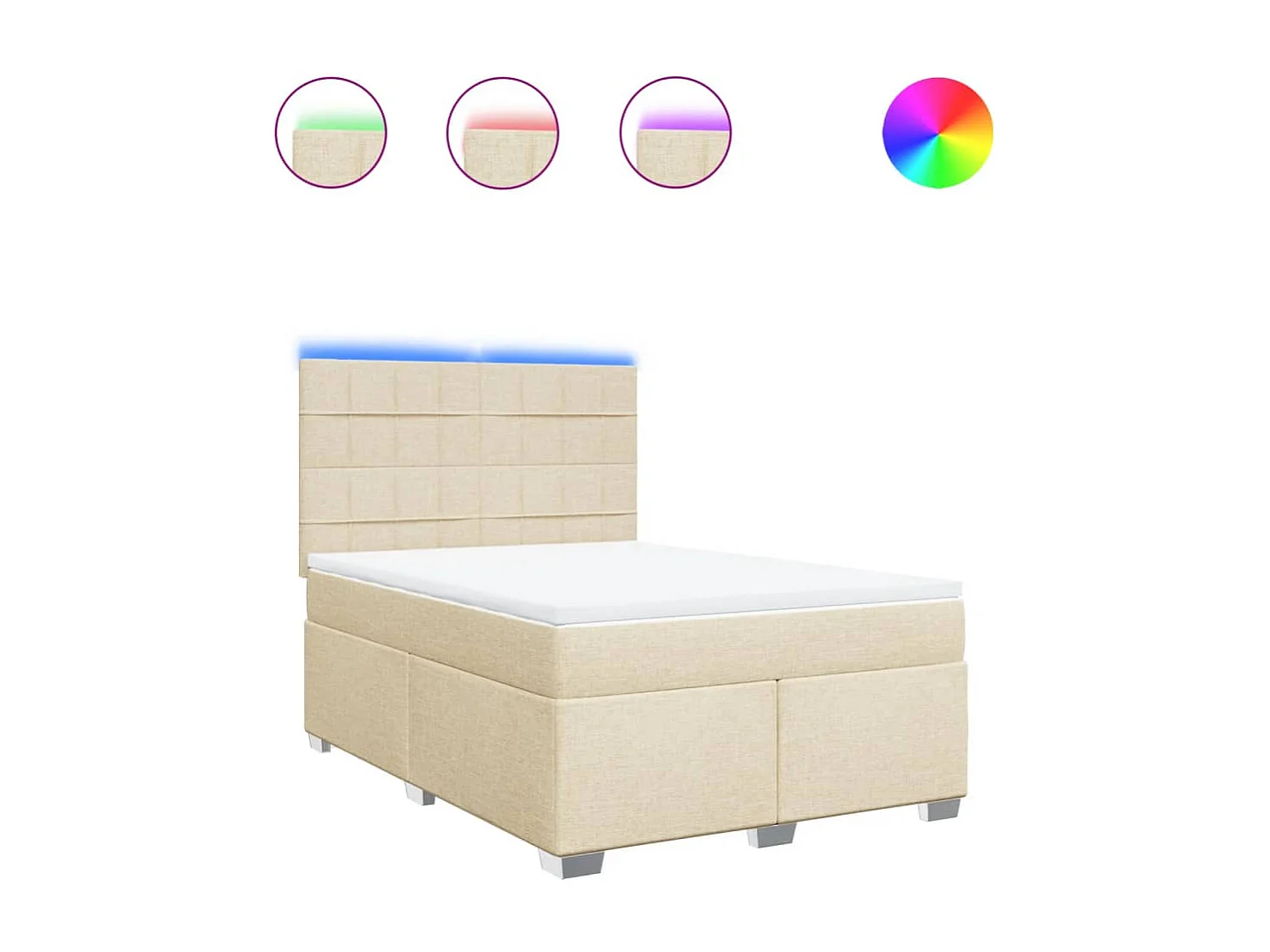 Cama com molas/colchão 140x190 cm tecido cor creme