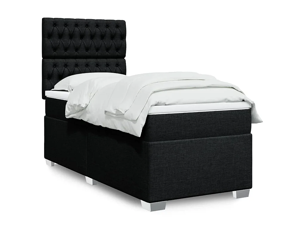 Boxspring met matras stof zwart 100x200 cm