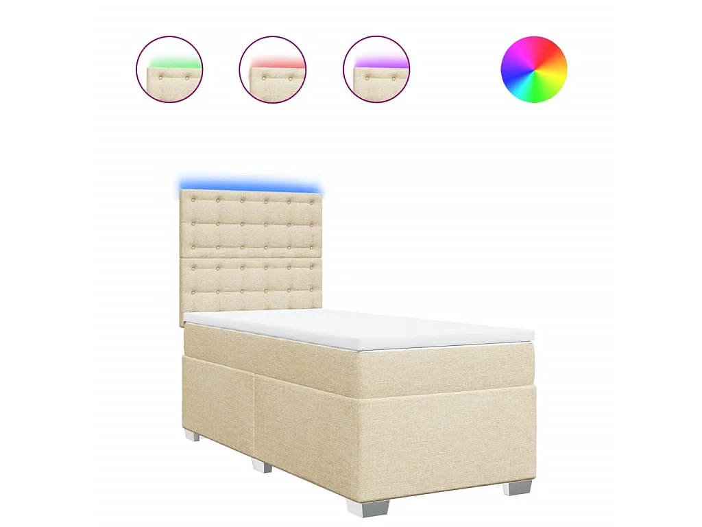Giroletto a Molle con Materasso Crema 100x200 cm in Tessuto