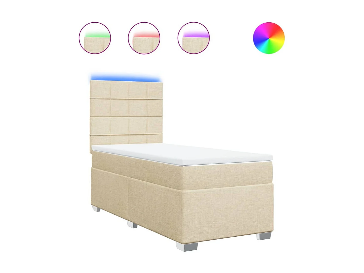 Boxspring met matras stof crèmekleurig 100x200 cm