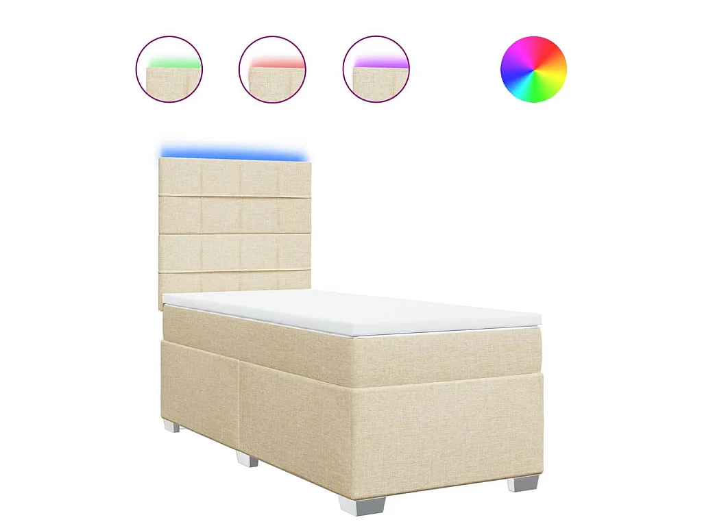 Boxspringbett mit Matratze Creme 100x200 cm Stoff