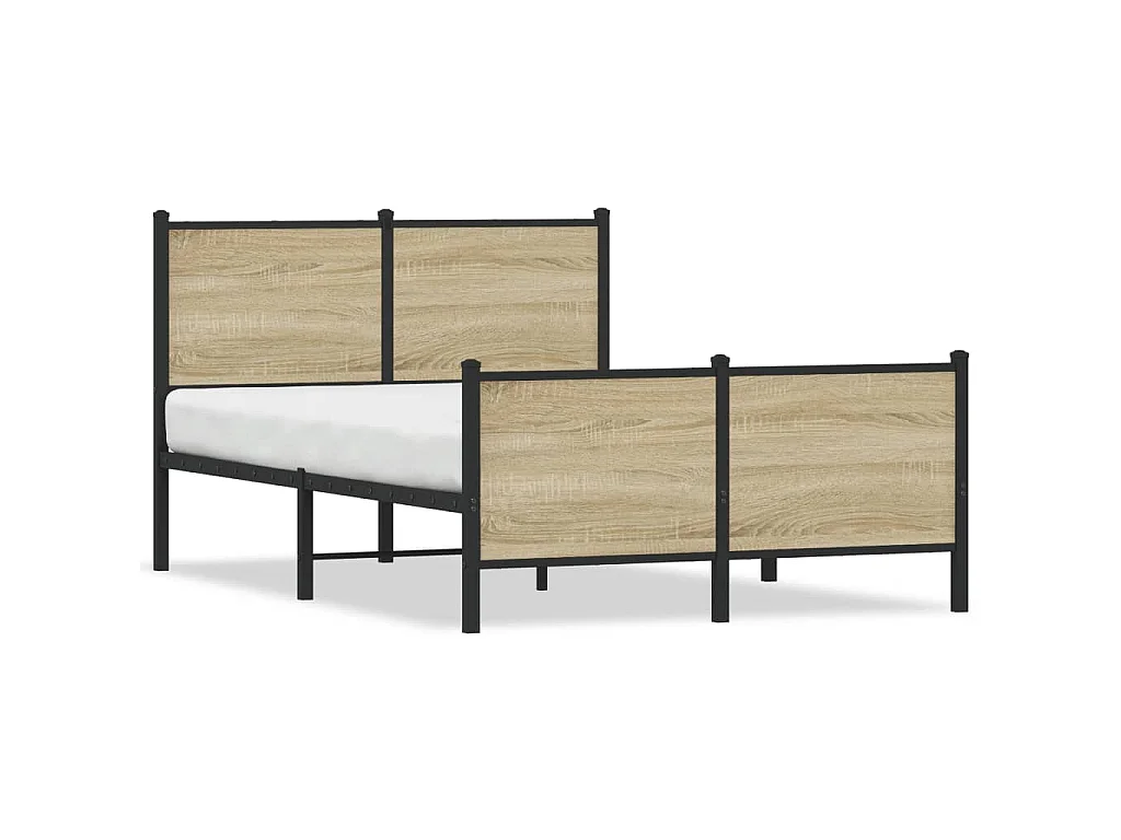 Cadre de lit en métal sans matelas chêne sonoma 120x190 cm