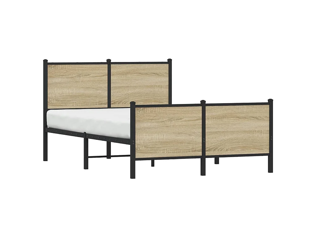 Cadre de lit en métal sans matelas chêne sonoma 120x190 cm