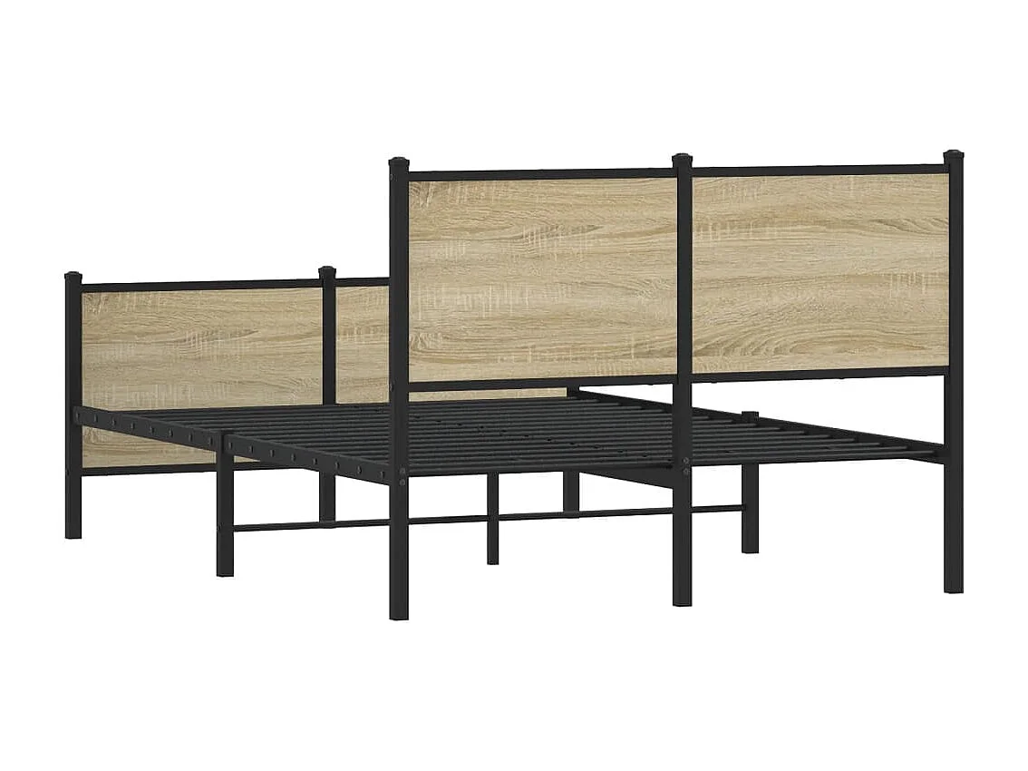 Cadre de lit en métal sans matelas chêne sonoma 120x190 cm