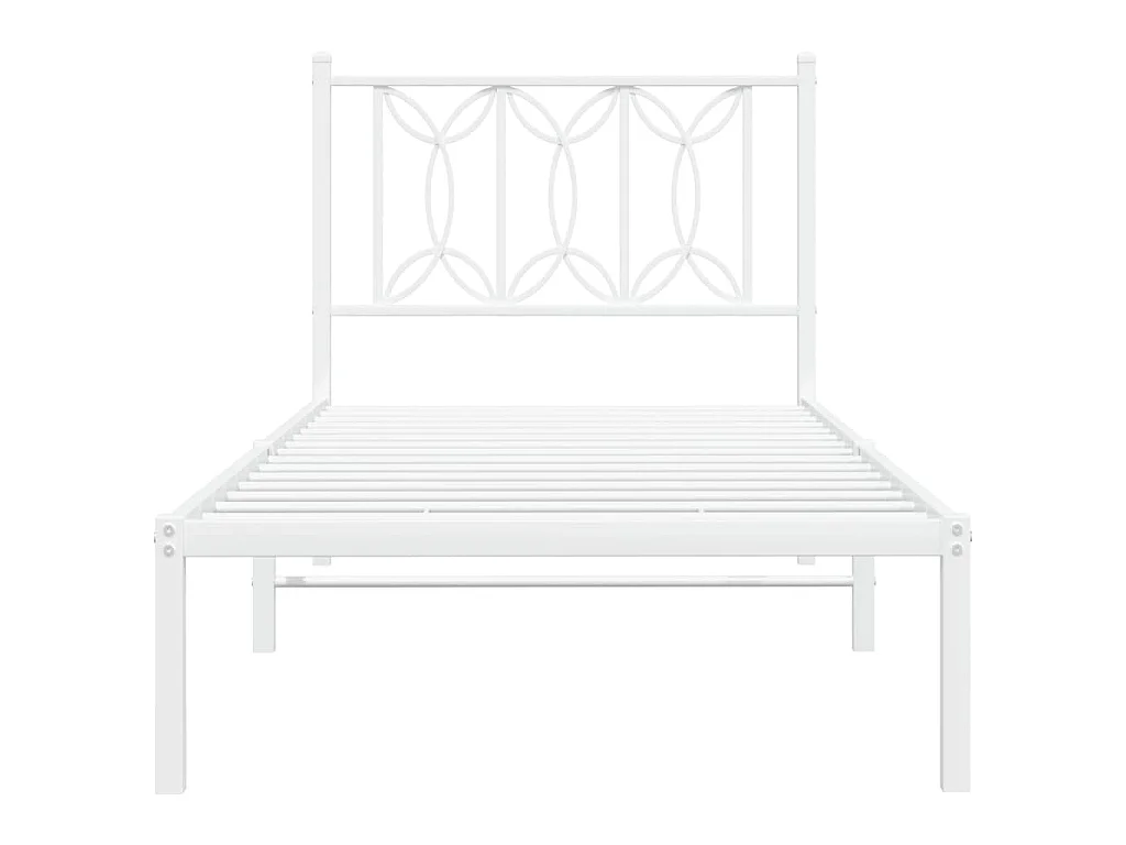 Cadre de lit métal sans matelas avec tête de lit blanc 75x190cm