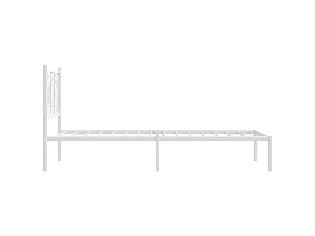 Cadre de lit métal sans matelas avec tête de lit blanc 75x190cm