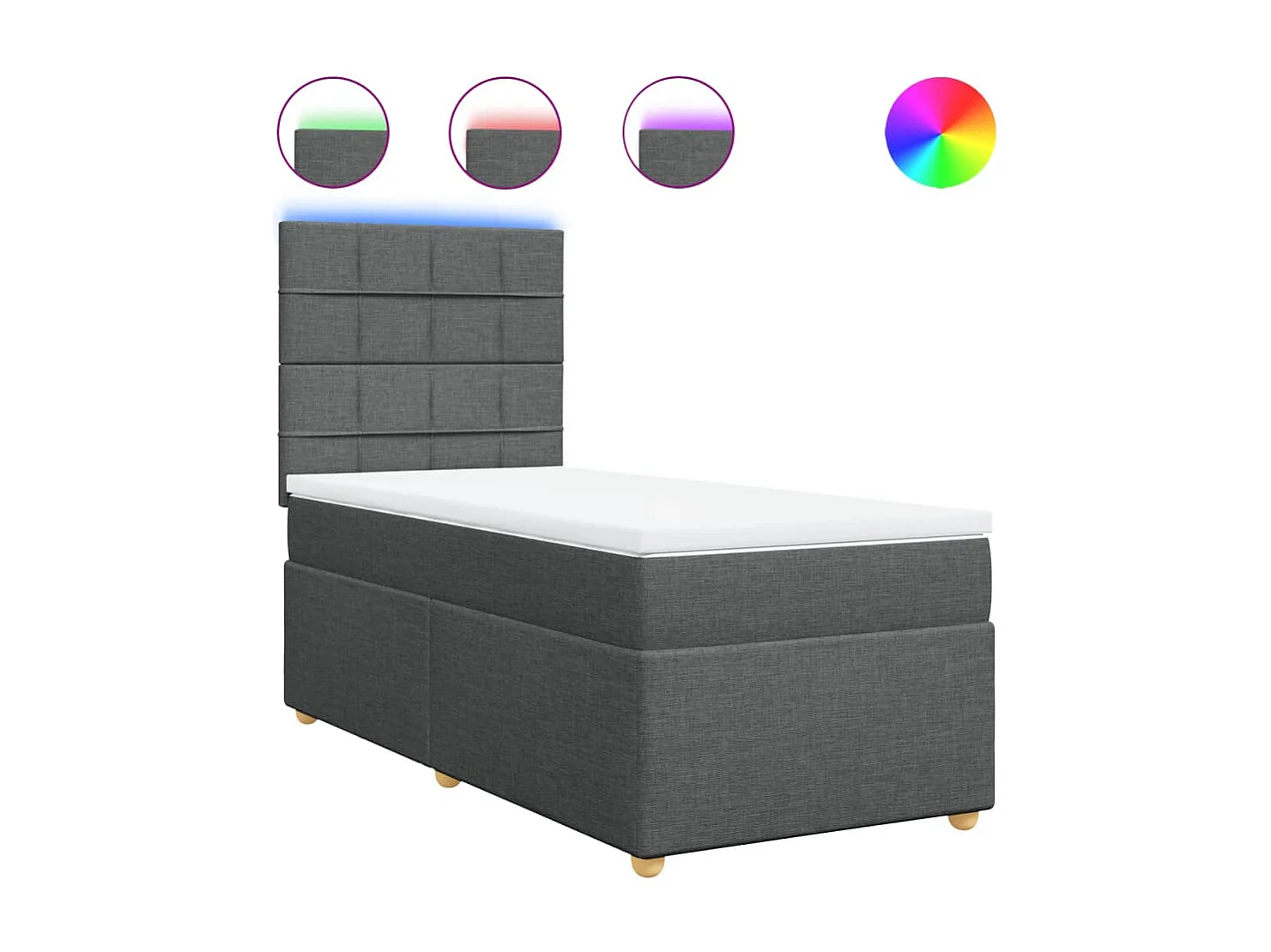 Sommier à lattes de lit avec matelas Gris foncé 80x200 cm Tissu