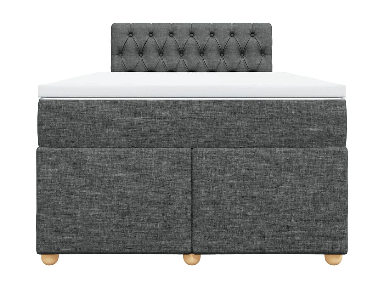Cama box spring con colchón tela gris oscuro 120x200 cm