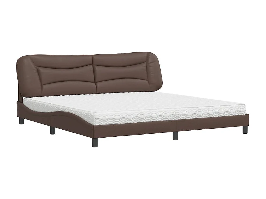 Cama com colchão Hvar 200x200 cm couro artificial castanho