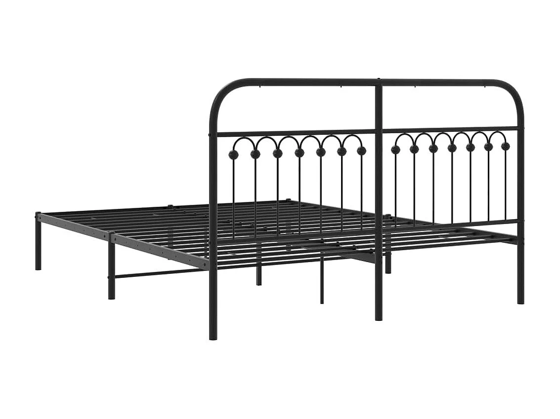 Cadre de lit métal sans matelas avec tête de lit noir 150x200cm
