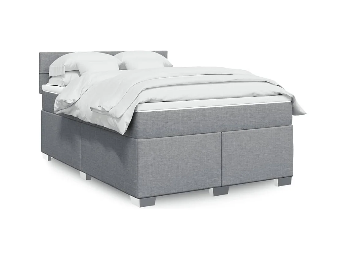 Sommier à lattes de lit avec matelas Gris clair 160x200cm Tissu