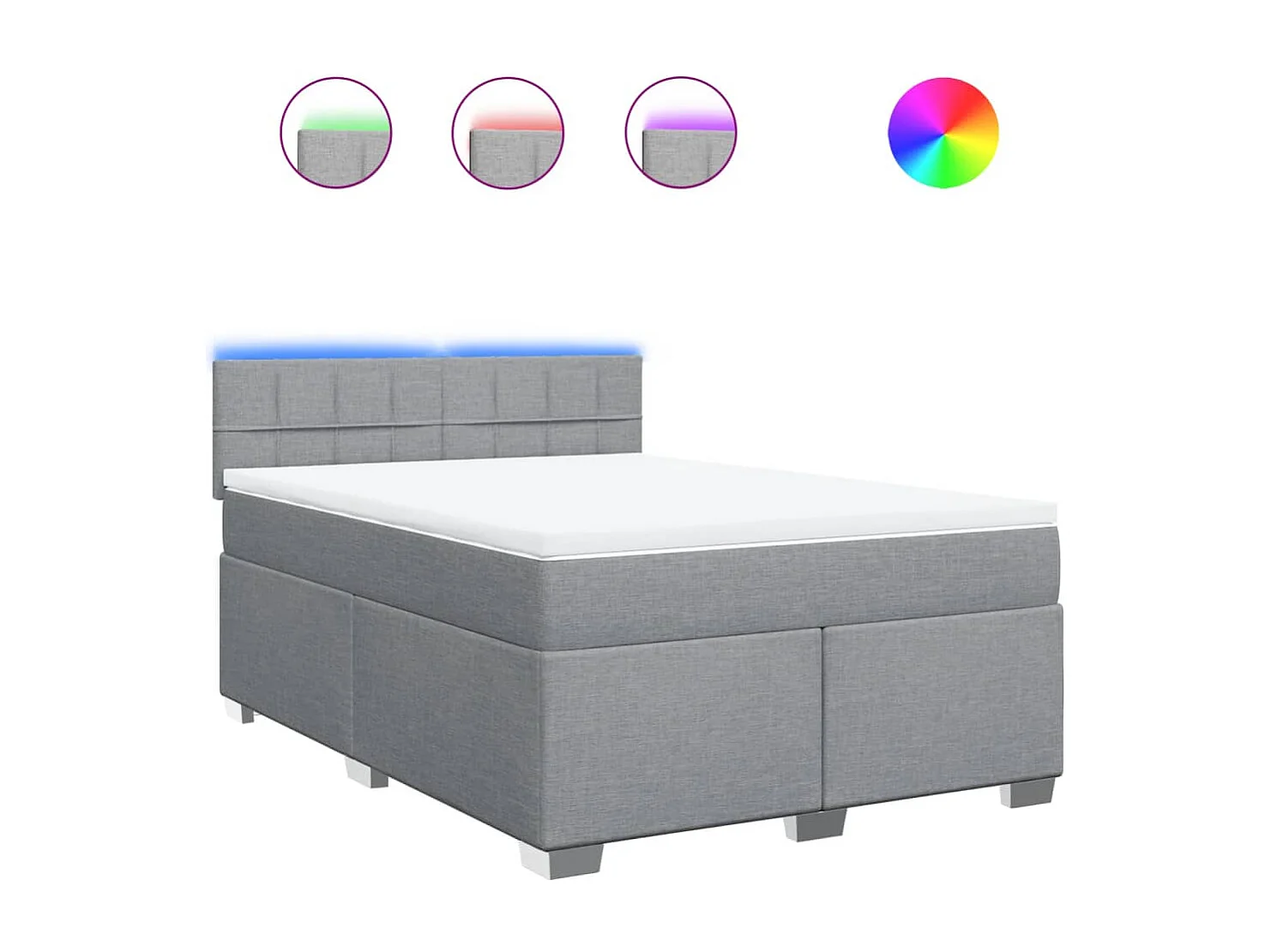 Cama box spring con colchón tela gris claro 160x200 cm