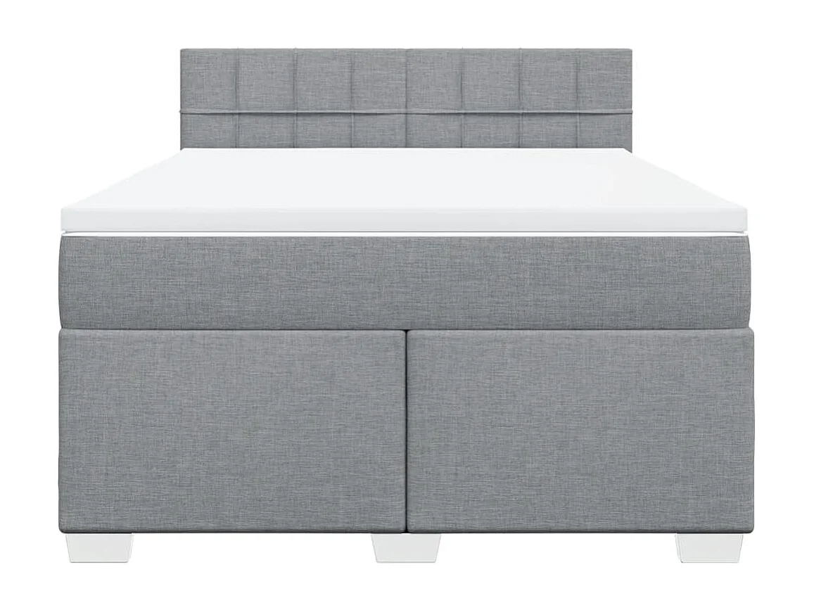 Cama box spring con colchón tela gris claro 160x200 cm