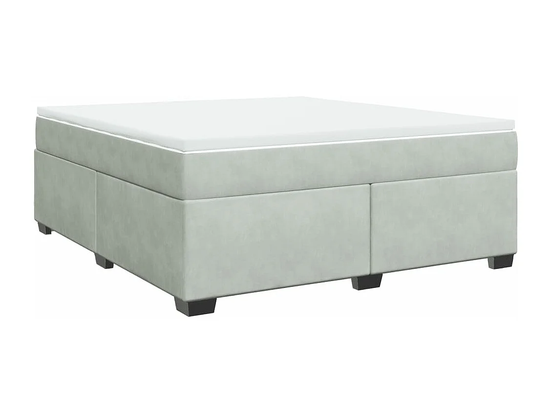 Giroletto a Molle con Materasso Grigio Chiaro 180x200cm Velluto