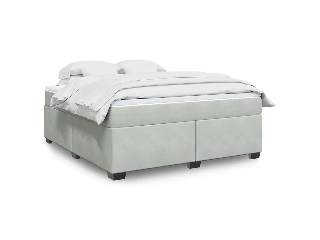 Boxspringbett mit Matratze Hellgrau 180x200 cm Samt