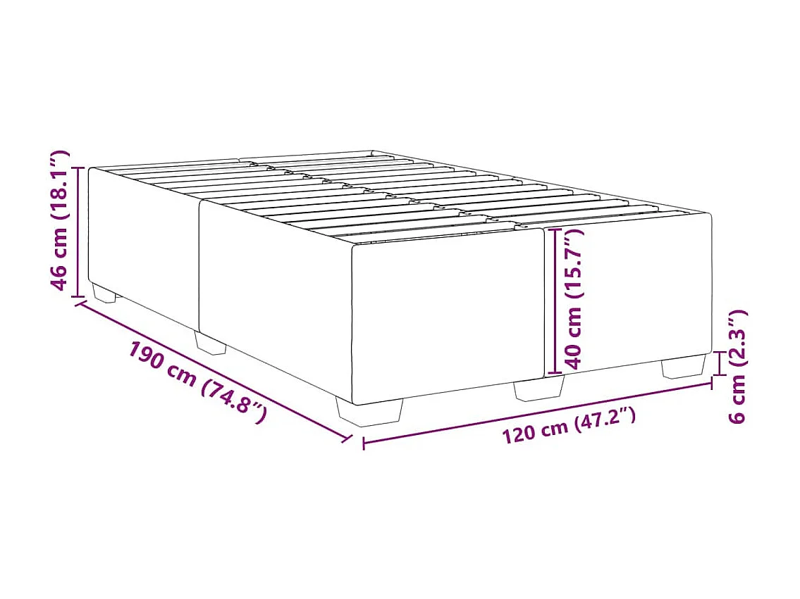 Cadre de lit sans matelas noir 120x190 cm velours