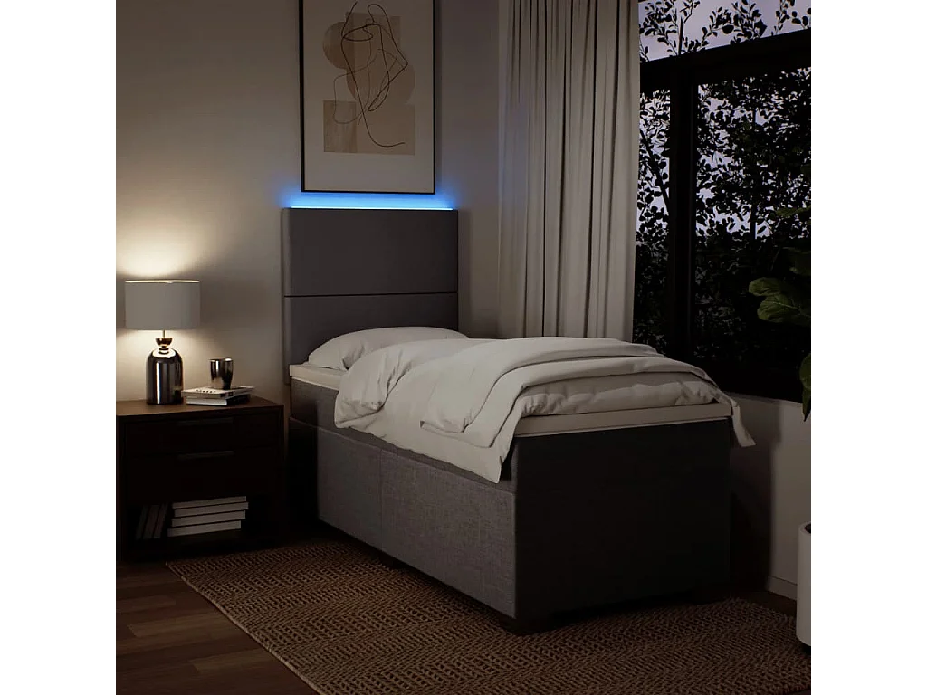 Sommier à lattes de lit avec matelas Taupe 90x190 cm Tissu